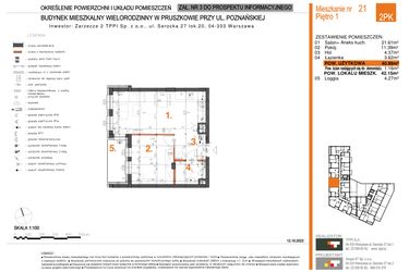 Rzut - Mieszkanie na sprzedaż 2 pokoje o powierzchni 40,99 m² - numer 21 w Zarzecze II Pruszków