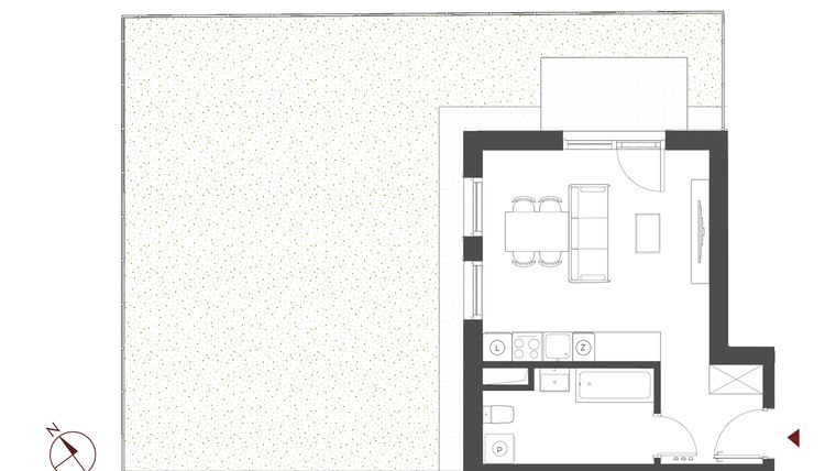 Rzut - Mieszkanie na sprzedaż 1 pokój o powierzchni 31,22 m² - numer A.0.4 w Apartamenty Symfonia