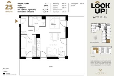 Rzut - Mieszkanie na sprzedaż 2 pokoje o powierzchni 46,11 m² - numer A25 w Look Up House