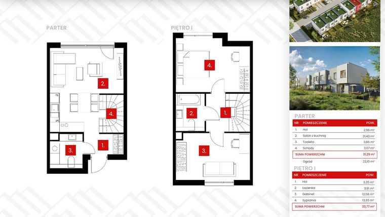 Rzut - Dom na sprzedaż 3 pokoje o powierzchni 65,06 m² - numer 11_1 w Osiedle Zakątek Nadrzeczna