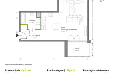 Rzut - Mieszkanie na sprzedaż 1 pokój o powierzchni 40,73 m² - numer A.080 w Żabiniec Vita