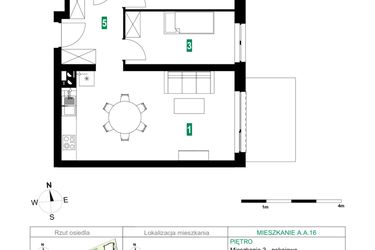 Rzut - Mieszkanie na sprzedaż 3 pokoje o powierzchni 56,53 m² - numer A.A.16 w Park Śliwowa