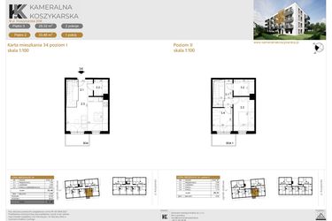 Rzut - Mieszkanie na sprzedaż 3 pokoje o powierzchni 61,8 m² - numer LM34 w Kameralna Koszykarska
