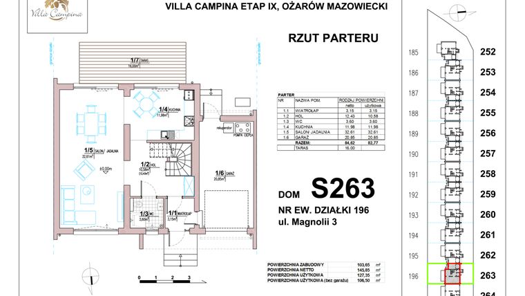 Rzut - Dom na sprzedaż 4 pokoje o powierzchni 106,5 m² - numer S263 w Villa Campina Magnolia