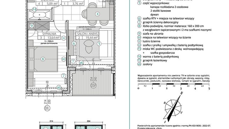 Rzut - Mieszkanie na sprzedaż 2 pokoje o powierzchni 41,93 m² - numer A.4.10 w Remedium