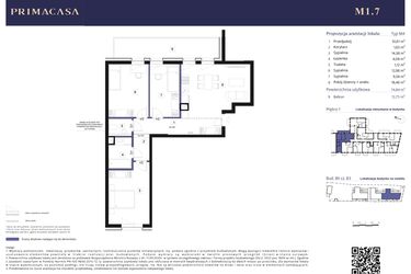 Rzut - Mieszkanie na sprzedaż 4 pokoje o powierzchni 74,84 m² - numer B3 – M1.7 w Primacasa