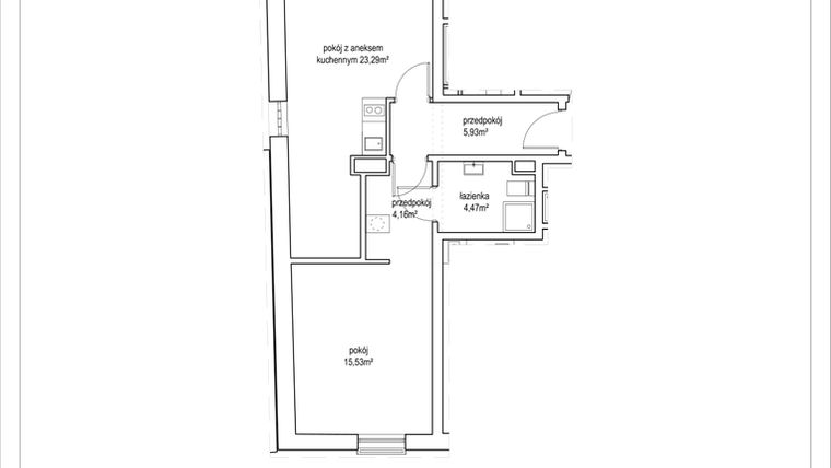 Rzut - Mieszkanie na sprzedaż 2 pokoje o powierzchni 53,38 m² - numer 4/3. w Apartamenty Nowy Targ