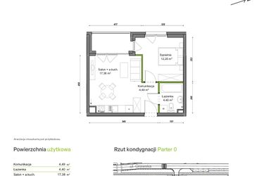 Rzut - Mieszkanie na sprzedaż 2 pokoje o powierzchni 38,47 m² - numer D1/C/04 w Orawska Vita