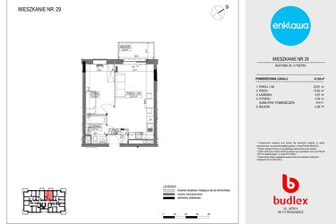 Rzut - Mieszkanie na sprzedaż 2 pokoje o powierzchni 40,54 m² - numer Z5.29 w Enklawa Apartamenty Z4 i Z5