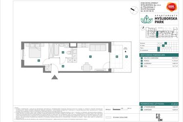 Rzut - Mieszkanie na sprzedaż 2 pokoje o powierzchni 41,24 m² - numer J51 w Apartamenty Myśliborska Park