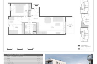Rzut - Mieszkanie na sprzedaż 3 pokoje o powierzchni 59,69 m² - numer 30 w Monsa bud. E