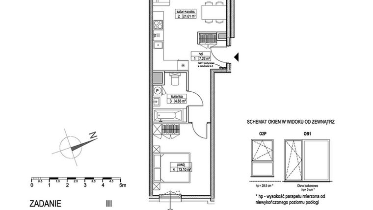 Rzut - Mieszkanie na sprzedaż 2 pokoje o powierzchni 46,19 m² - numer G.2.3.4 w Atut III