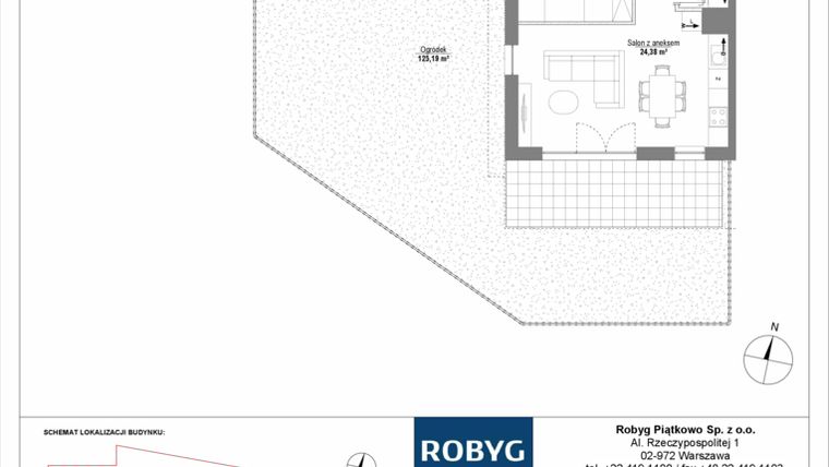 Rzut - Mieszkanie na sprzedaż 3 pokoje o powierzchni 62,31 m² - numer H3_0M01 w Piątkowo Residence etap II