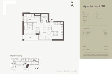 Rzut - Mieszkanie na sprzedaż 3 pokoje o powierzchni 98,54 m² - numer 78 w Monument