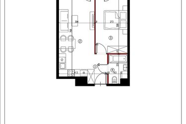 Rzut - Mieszkanie na sprzedaż 2 pokoje o powierzchni 41,96 m² - numer 48 w Andersa 3