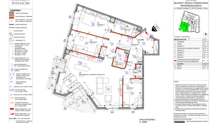 Rzut - Mieszkanie na sprzedaż 4 pokoje o powierzchni 118,39 m² - numer 17 w Apartamenty Pustułeczki