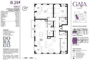 Rzut - Mieszkanie na sprzedaż 4 pokoje o powierzchni 175,42 m² - numer B.29 w Gaja Park
