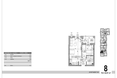 Rzut - Mieszkanie na sprzedaż 2 pokoje o powierzchni 34,97 m² - numer A.9.M.8 w Sobola Biel A9