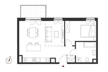 Rzut - Mieszkanie na sprzedaż 2 pokoje o powierzchni 51,92 m² - numer B.2.14 w Apartamenty Symfonia