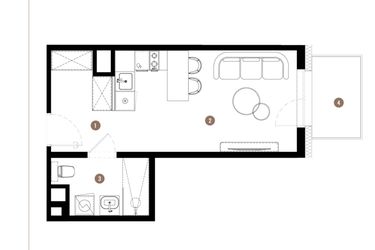 Rzut - Mieszkanie na sprzedaż 1 pokój o powierzchni 27,55 m² - numer C3.02.04 w Apartamenty Reytana