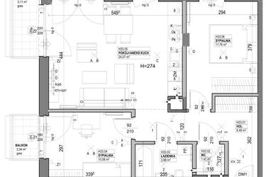 Rzut - Mieszkanie na sprzedaż 3 pokoje o powierzchni 63,5 m² - numer H33 w Miasto Ogród 6 - HELSINKI