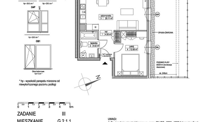 Rzut - Mieszkanie na sprzedaż 2 pokoje o powierzchni 46,76 m² - numer G.2.1.1 w Atut III