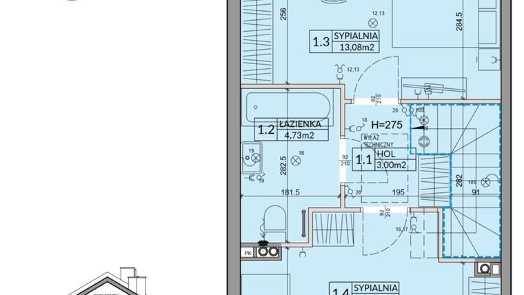 Rzut - Dom na sprzedaż 3 pokoje o powierzchni 72,53 m² - numer 55A w Nova Magdalenka 7 etap IV-VI