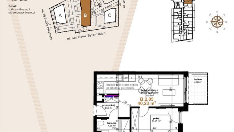 Rzut - Mieszkanie na sprzedaż 2 pokoje o powierzchni 40,23 m² - numer VB.2.05 w Vanda Park