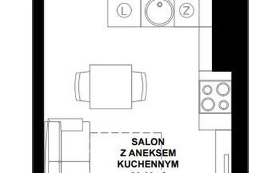 Rzut - Mieszkanie na sprzedaż 1 pokój o powierzchni 24,97 m² - numer A/3 w Apartamenty Bałtyk