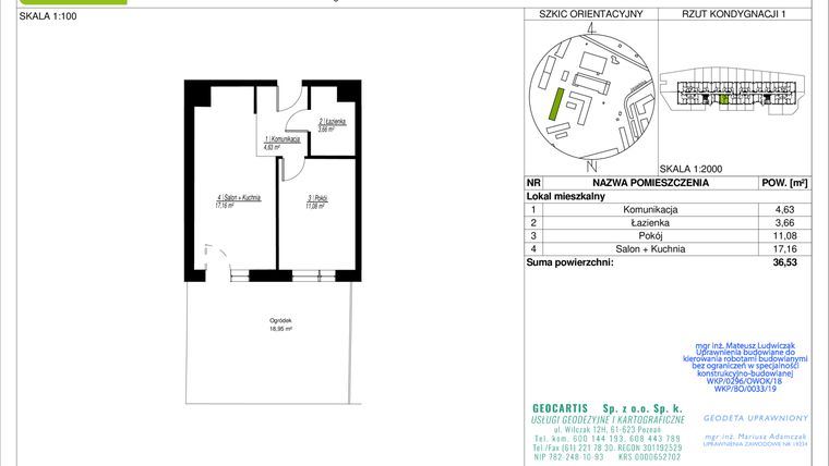 Rzut - Mieszkanie na sprzedaż 2 pokoje o powierzchni 36,53 m² - numer 10C/10 w Jasielska 8C etap II