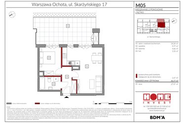 Rzut - Mieszkanie na sprzedaż 2 pokoje o powierzchni 45,77 m² - numer M05 w Rezydencja Ochota