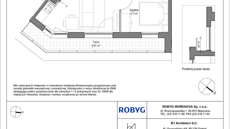 Rzut - Mieszkanie na sprzedaż 2 pokoje o powierzchni 31,95 m² - numer B.5M04 w Leszczyńskich 2