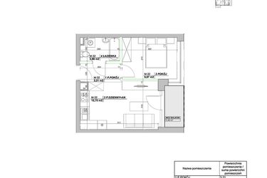 Rzut - Mieszkanie na sprzedaż 2 pokoje o powierzchni 32,71 m² - numer A32 w Laurowy Zakątek