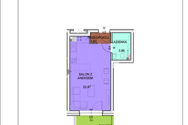 Rzut - Mieszkanie na sprzedaż 1 pokój o powierzchni 28 m² - numer A8 w Osiedle Zuchów