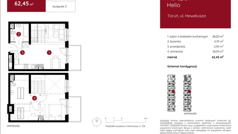 Rzut - Mieszkanie na sprzedaż 1 pokój o powierzchni 62,45 m² - numer 3.B.2.03 w Murapol Helio