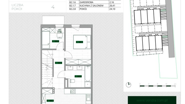 Rzut - Mieszkanie na sprzedaż 4 pokoje o powierzchni 86,2 m² - numer B2 w Zielona Krzyszkowicka