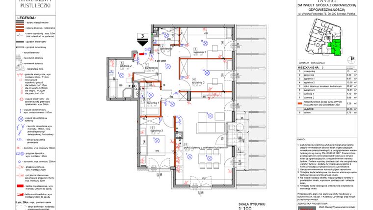 Rzut - Mieszkanie na sprzedaż 4 pokoje o powierzchni 87,12 m² - numer 3 w Apartamenty Pustułeczki