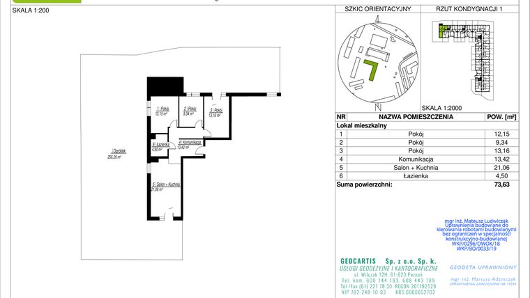 Rzut - Mieszkanie na sprzedaż 4 pokoje o powierzchni 73,63 m² - numer A3 w Jasielska 8C