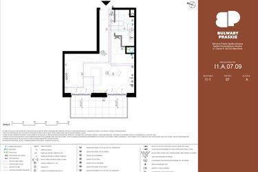 Rzut - Mieszkanie na sprzedaż 1 pokój o powierzchni 31,31 m² - numer I1.A.07.09 w Bulwary Praskie etap I i J