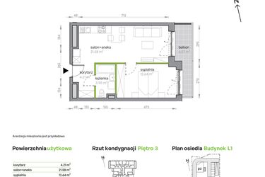 Rzut - Mieszkanie na sprzedaż 2 pokoje o powierzchni 42,38 m² - numer L1/3/31 w Legnicka Vita