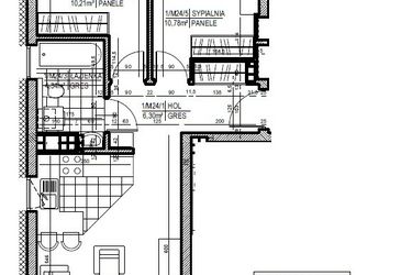 Rzut - Mieszkanie na sprzedaż 3 pokoje o powierzchni 51,99 m² - numer 25 w Staroniwskie Sady etap II