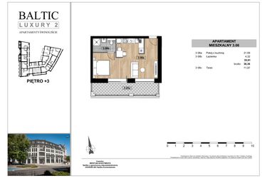 Rzut - Mieszkanie na sprzedaż 2 pokoje o powierzchni 63,29 m² - numer 3.06 w Baltic Luxury 2