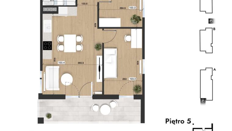 Rzut - Mieszkanie na sprzedaż 3 pokoje o powierzchni 54,19 m² - numer 122 w Słomczyńskiego Widoki