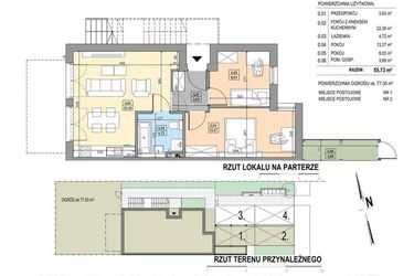 Rzut - Mieszkanie na sprzedaż 3 pokoje o powierzchni 55,73 m² - numer B11-P-A w Osiedle Bakaliowe