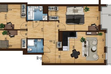 Rzut - Mieszkanie na sprzedaż 4 pokoje o powierzchni 84,29 m² - numer 6C.68 w Mierzeja Wiślana etap III