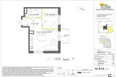 Rzut - Mieszkanie na sprzedaż 2 pokoje o powierzchni 43,03 m² - numer C.2.10 w Dobry Poranek
