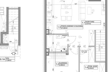 Rzut - Mieszkanie na sprzedaż 3 pokoje o powierzchni 58,82 m² - numer 36 w Manufaktura Marki 2 etap II