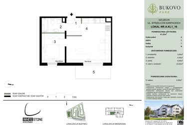 Rzut - Mieszkanie na sprzedaż 2 pokoje o powierzchni 41,22 m² - numer A.1.16 w Bukovo Park