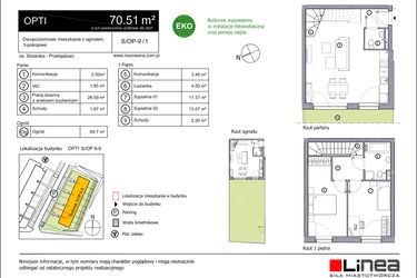 Rzut - Mieszkanie na sprzedaż 3 pokoje o powierzchni 70,51 m² - numer S-OP-9-1 w os. Stolarska