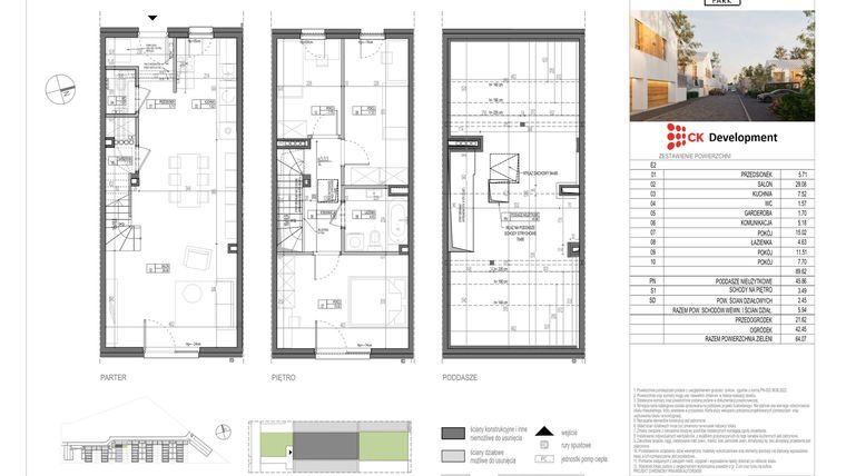 Rzut - Dom na sprzedaż 4 pokoje o powierzchni 89,62 m² - numer E.2 w Nova Wola Park